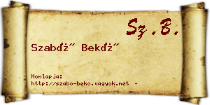 Szabó Bekő névjegykártya